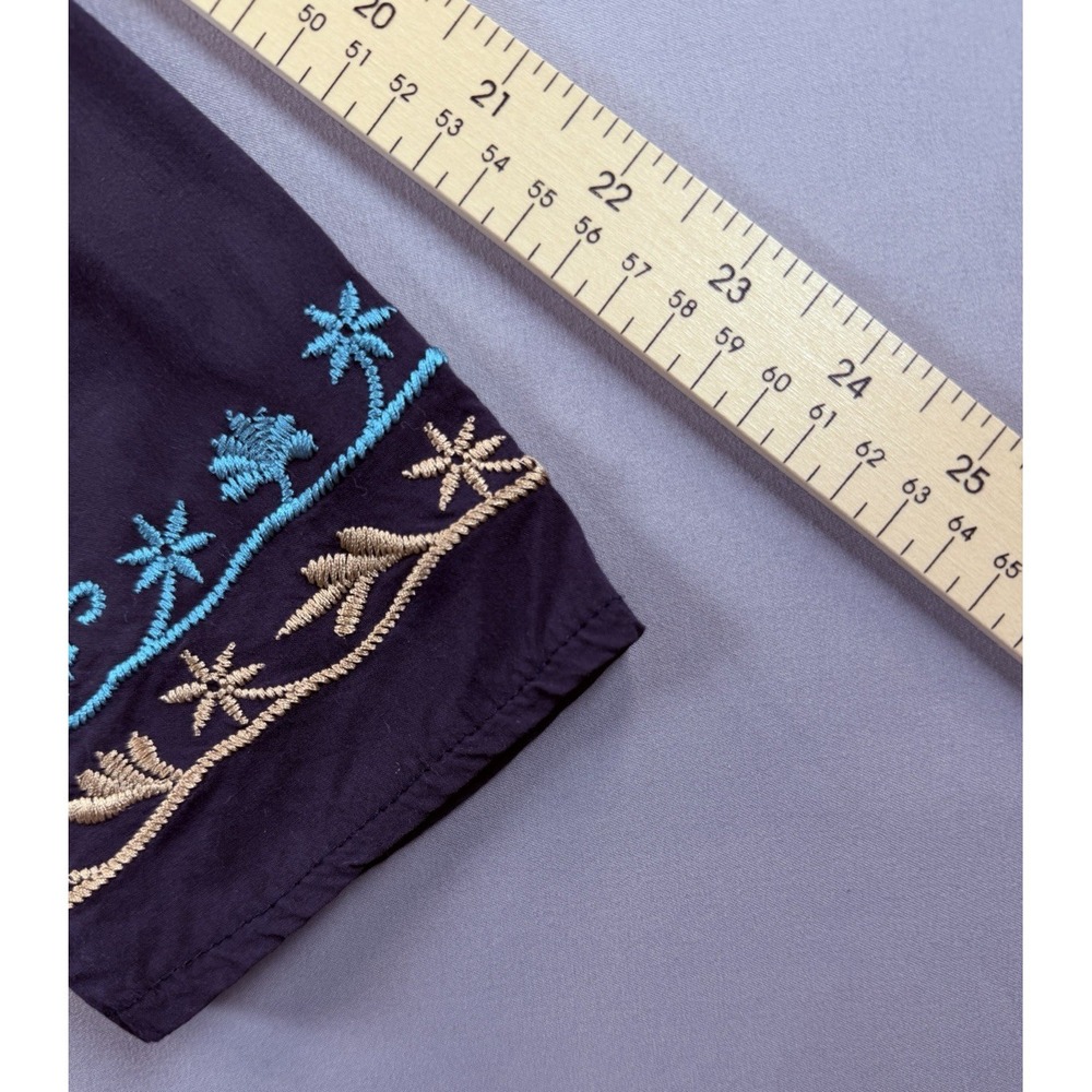 Urban Mangoz Embroidered Boho Peasant Top Navy Blue Tassel Cotton Small - Picture 10 of 12